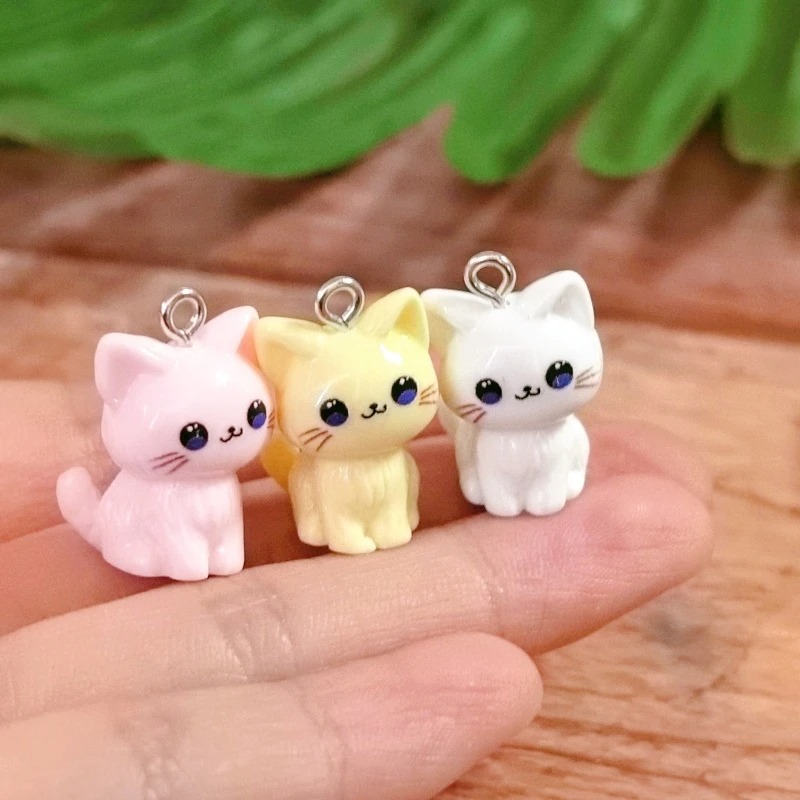 3D Printing Earrings - 10pcs 3D Kawaii Happy Cat Resin