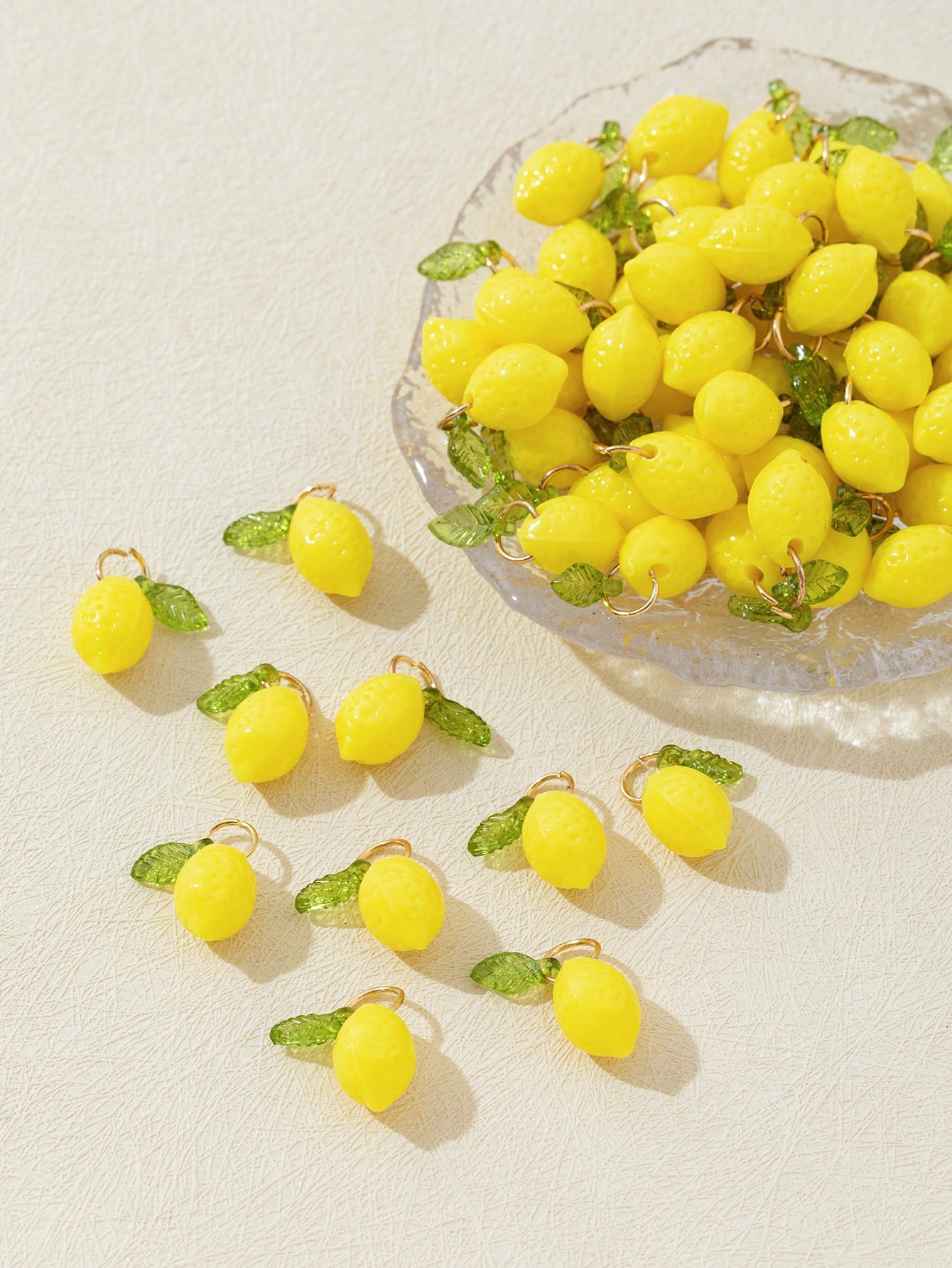3D Printing Earrings - 10Pcs 3D Lemon Resin Charms Pendants