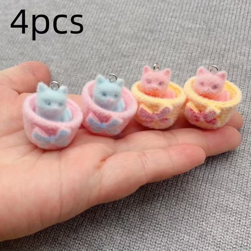 4pcs 3D plush resin cat pendan - 3D Printing Earrings ulasan dan harga
