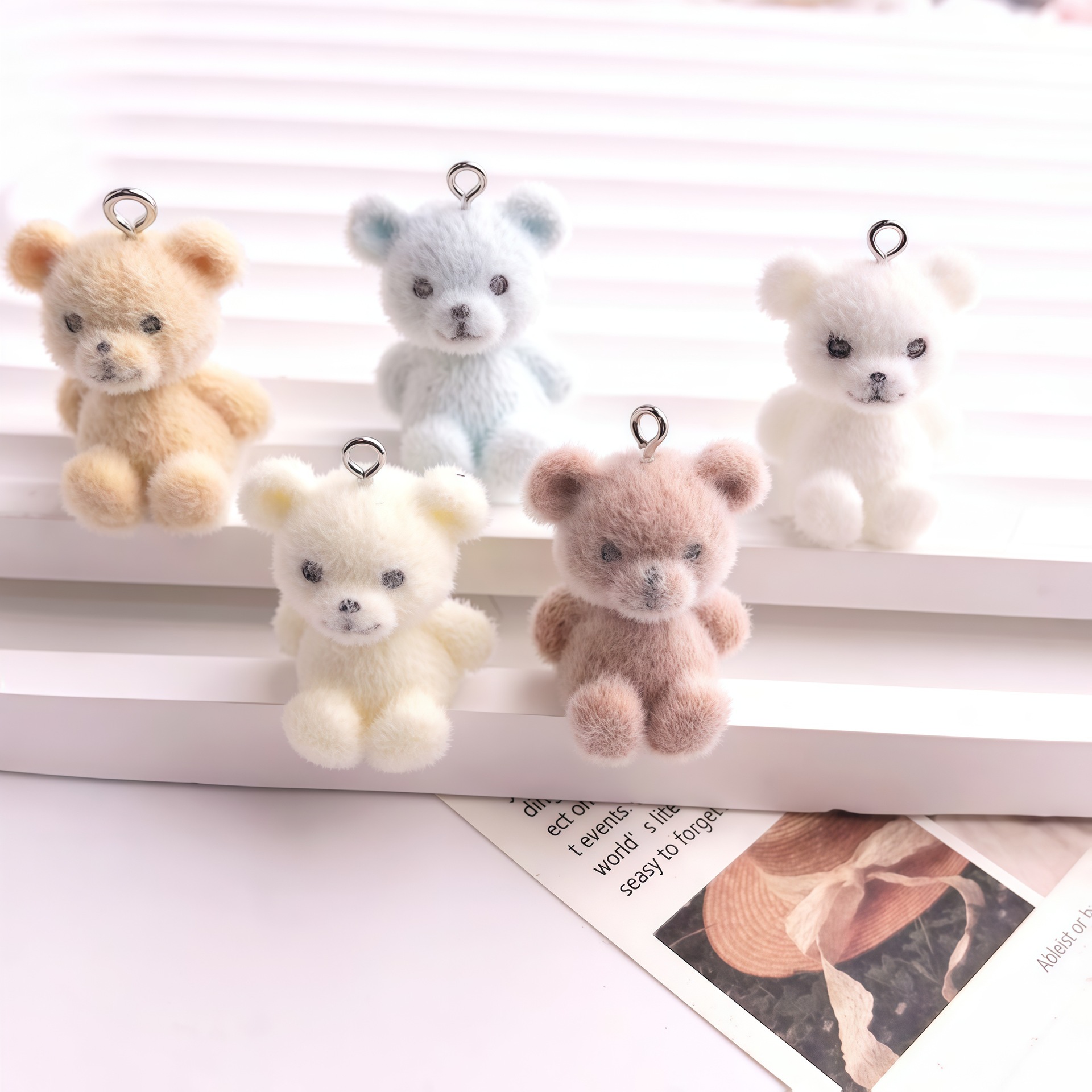 5pcs 3D Flocked Bear Resin Cha - 3D Printing Earrings ulasan dan harga