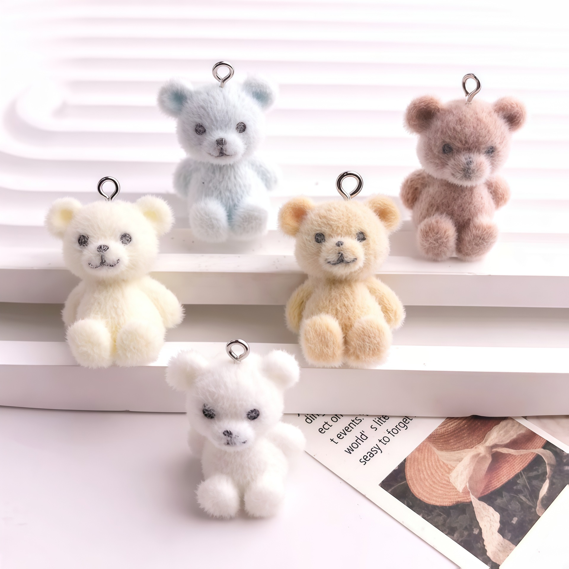 5pcs 3D Flocked Bear Resin Cha - 3D Printing Earrings ulasan dan harga