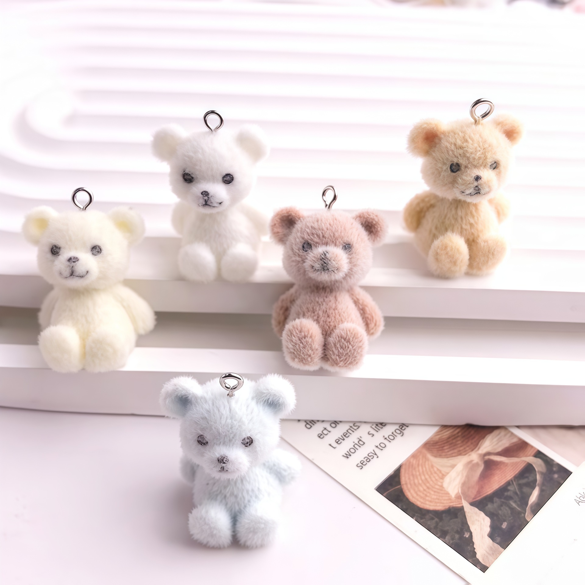 5pcs 3D Flocked Bear Resin Cha - 3D Printing Earrings ulasan dan harga