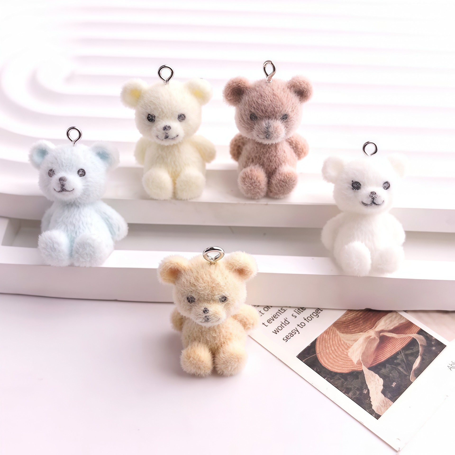 5pcs 3D Flocked Bear Resin Cha - 3D Printing Earrings ulasan dan harga