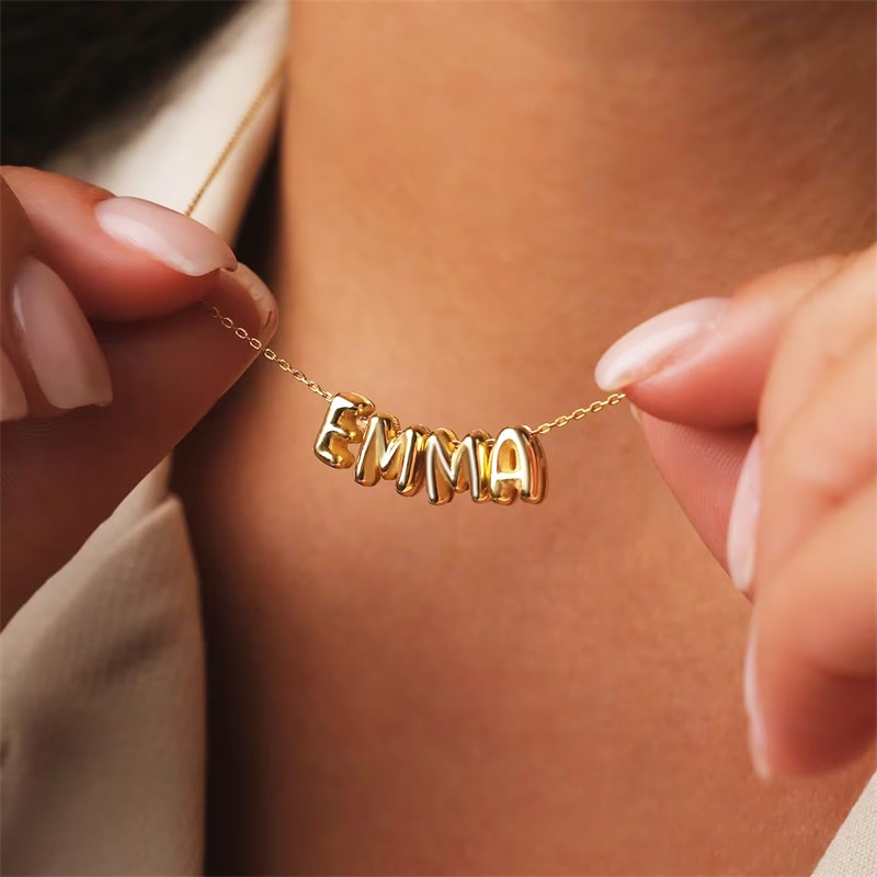 Bubble Letter Necklaces Custom - 3D Printing Jewelry ulasan dan harga