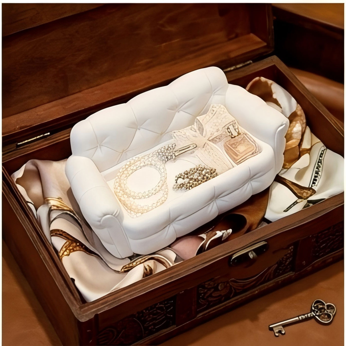 Mini Sofa Jewelry Storage Tray - 3D Printing Earrings ulasan dan harga