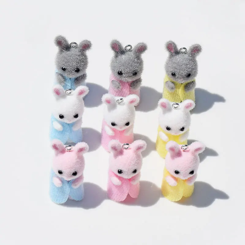 3Pcs 3D Flocking Resin Rabbit  - 3D Printing Earrings ulasan dan harga