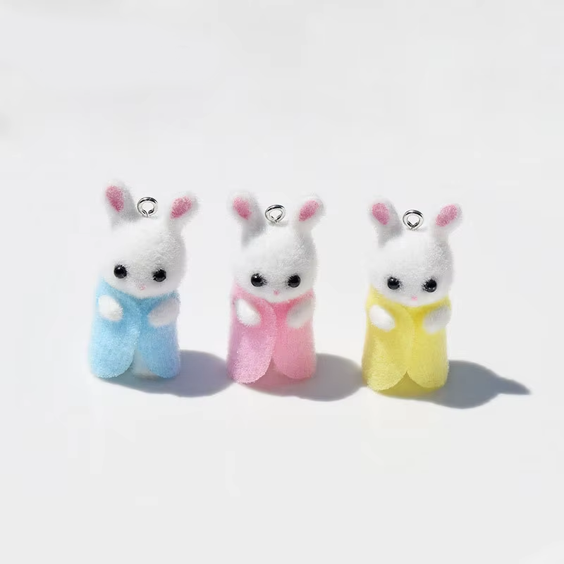 3Pcs 3D Flocking Resin Rabbit  - 3D Printing Earrings ulasan dan harga