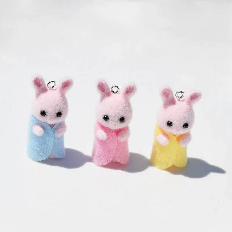 3Pcs 3D Flocking Resin Rabbit  - 3D Printing Earrings ulasan dan harga