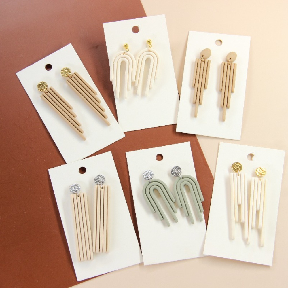 4Pcs Geometric Tassel Polymer  - 3D Printing Earrings ulasan dan harga