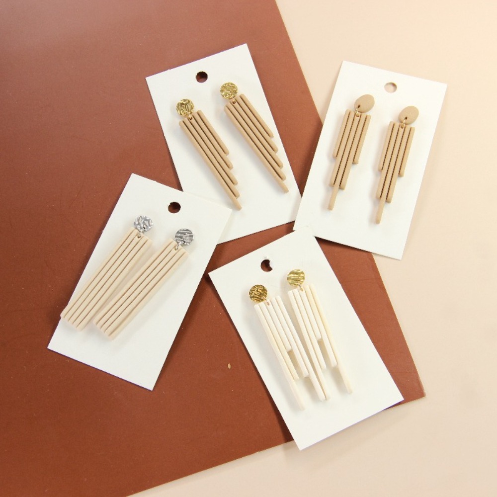 4Pcs Geometric Tassel Polymer  - 3D Printing Earrings ulasan dan harga