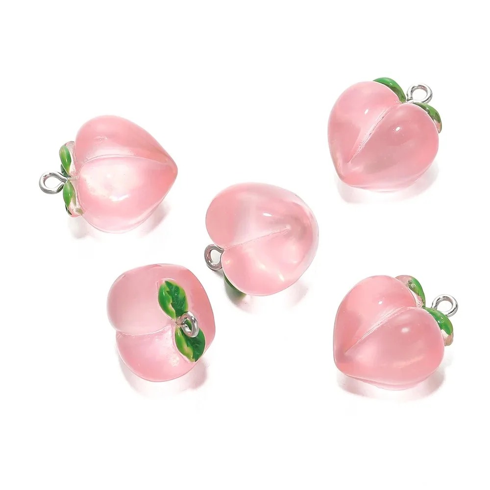 10Pcs Transparent Pink Peach R - 3D Printing Earrings ulasan dan harga