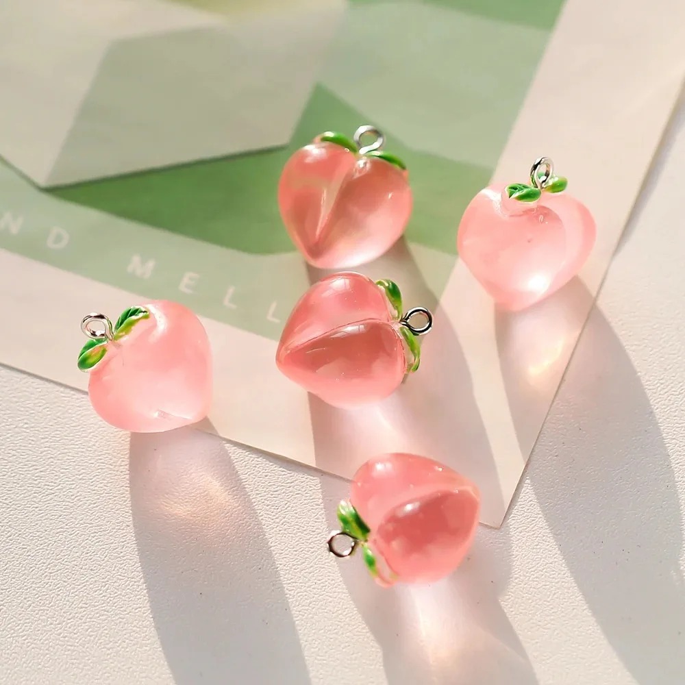 10Pcs Transparent Pink Peach R - 3D Printing Earrings ulasan dan harga