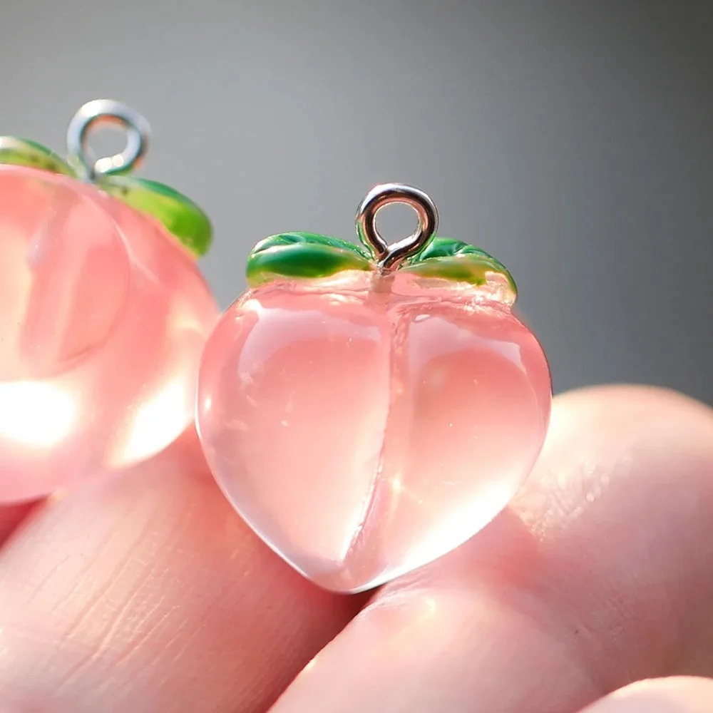 10Pcs Transparent Pink Peach R - 3D Printing Earrings ulasan dan harga